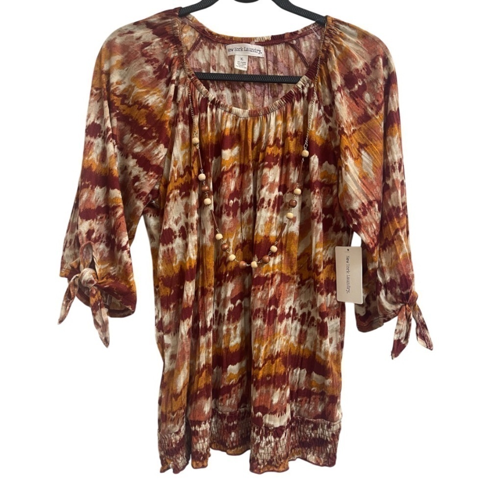 NWT New York Laundry Boho Tunic with Removable Necklace, Size Women's XL